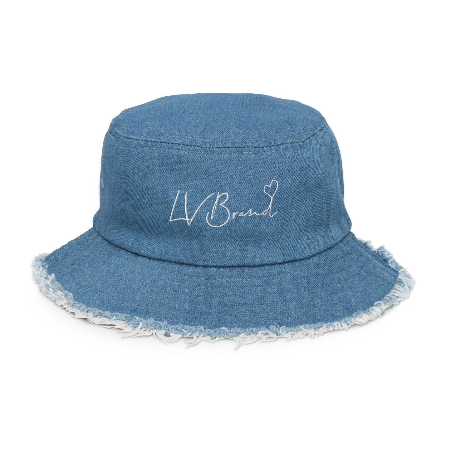 Distressed denim bucket hat